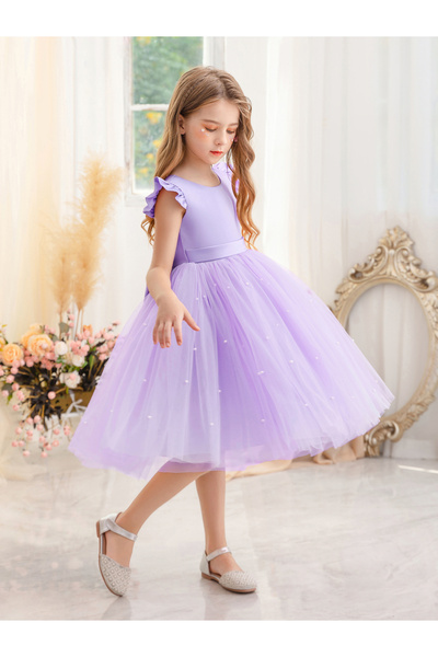 Take Two By Styli Ruffled Mesh Round Neck Fit and Flare Dress