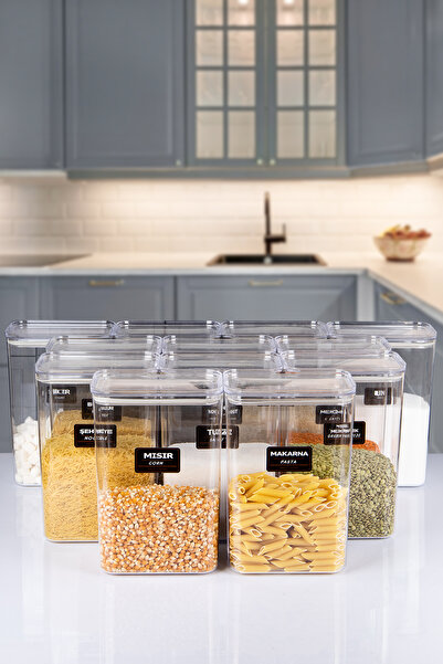 naturelove 12'Li Vacuum Lid Food Storage Box Jar with Label 3000 ml Acrylic