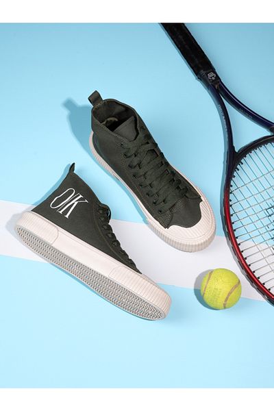 Styli High Top Minimal Print Canvas Sneakers