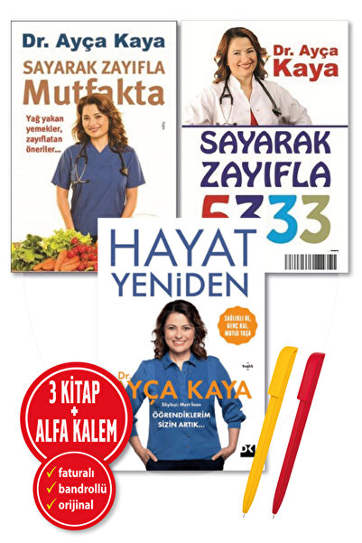 Doğan Kitap Alfa Kalem+ Ayça Kaya 3 Kitap (Sayarak Zayıfla Mutfakta+Sayarak Z...
