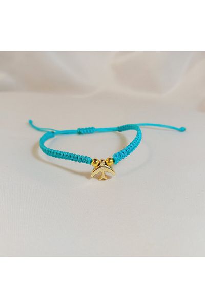 Crystal Atelier Handmade Macrame Bracelet with Golden Bird Figure - Golden Bird Energy Adjustable Turquoise Luck Bracelet