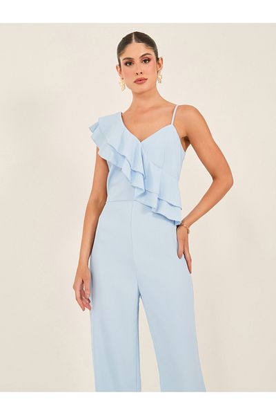 Styli Wide Leg Ruffled Detail Jumpsuit