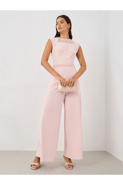 Styli Lace Detail Sleeveless Wide Leg Jumspuit