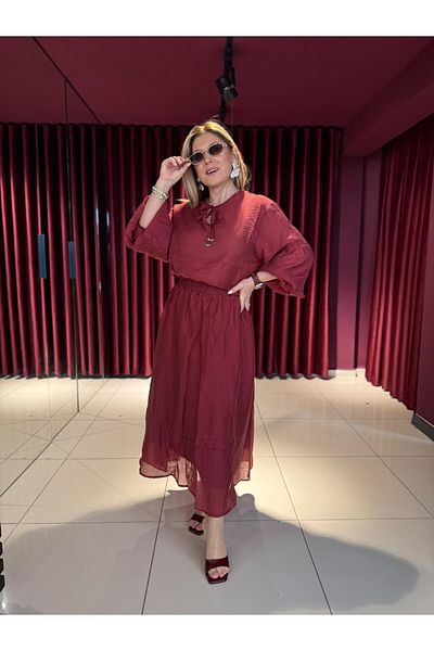 EFİL Collar Lace-Up Blouse Set