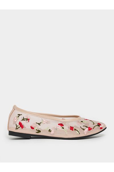 Styli Embroidered Floral Design Mesh Casual Shoes
