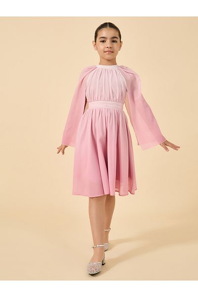 Styli Ombre Cape Sleeves A-Line Dress