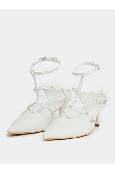 Styli Faux Pearl Embellished Pointed To Shoes