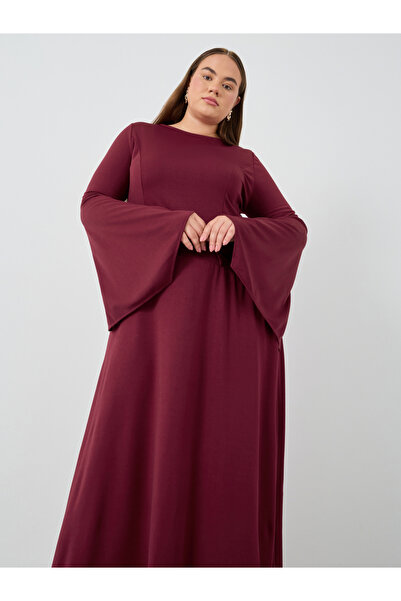 Styli Plus Size Solid Long Sleeves A-Line Maxi Dress