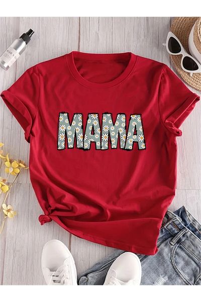 LEIVOR Mama Papatya Design Printed Women's T-Shirt