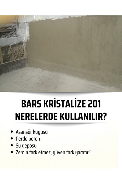 BARS Kristalize Su Yalıtım Harcı – Tek Bileşenli, Çimento Esaslı, Negatif/ Pozitif Etkili 25 kg