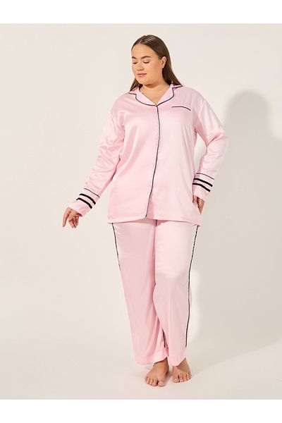 Styli PIPED STRIPE DETAIL LONGLINE SHIRT and PJ SET