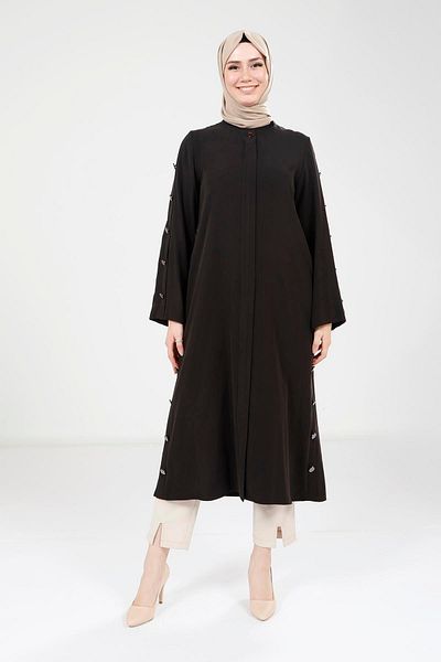 Beyza Button Detailed Black Wear and Go 9232