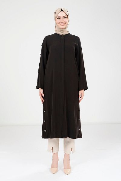 Beyza Button Detailed Black Wear and Go 9232