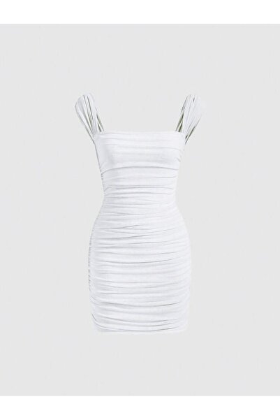 Dressco Lında - Kalın Askılı Büzgü Drapeli Mini Elbise