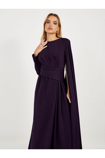 Styli Drape Cape Sleeve A-Line Maxi Dress