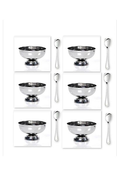 sui home Luxury Ice Cream Set 6' 11 cm Large Size Ice Cream Bowl 6' Ice Cream Luxury Spoon