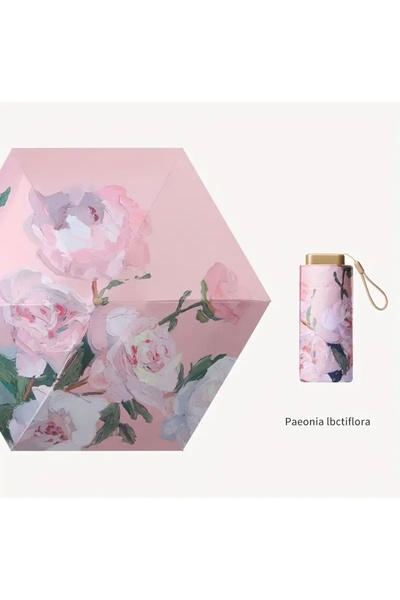 Lilly UV 50+ Taşınabilir Şemsiye,Ultra Hafif Güneş UV Korumalı Şemsiye,Pembe ...