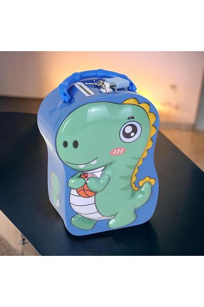 VEYORA Cute Decorative Dinosaur Figured Piggy Bank with Bag Design and Key