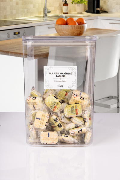 naturelove علبة منظف أقراص بغطاء مفردة مفرغة من الهواء بسعة 3 لتر مع ملصق