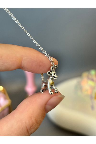 AccSWEN Female Lion Figure Fan Couple Necklace Ss Stamped Steel