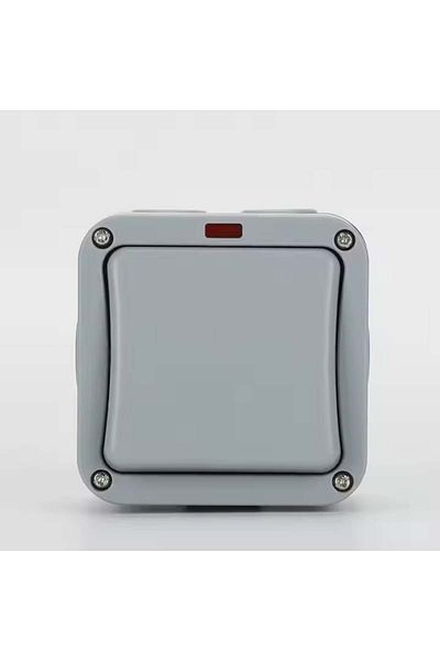 INNOVIX Outdoor Single Switch, Eu Standard, Ip65 Rain & Dust Resistant, Grey, Waterproof Design