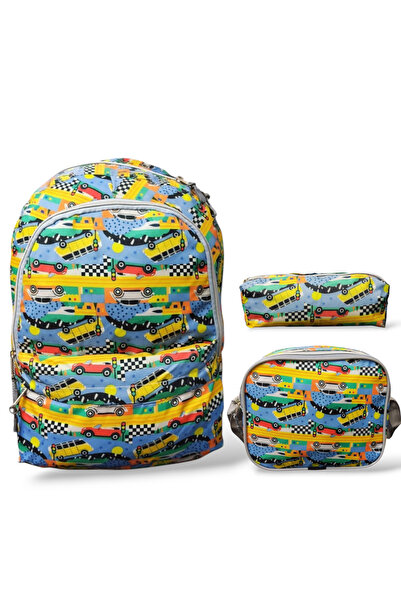 Dadacuq 3-Piece School Bag Set with Car Theme