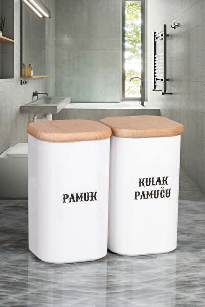 naturelove مجموعة من قطعتين من القطن الأكريليك ذو المظهر الخزفي من الخشب الطب...