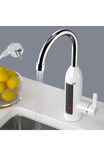SIKS Robinet electric instantaneu cu încălzire instantanee a apei, afișaj LCD pentru temperatură, montare pe chiuvetă