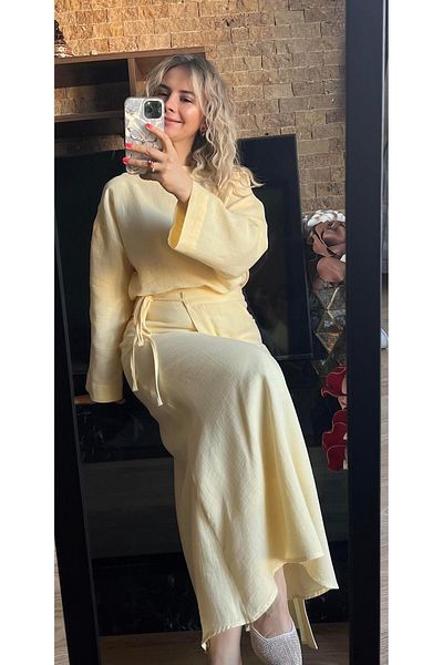 Cardella Women's Muslin Fabric Blouse and Skirt Design Double Suit Hijab Compatible Summer Suit