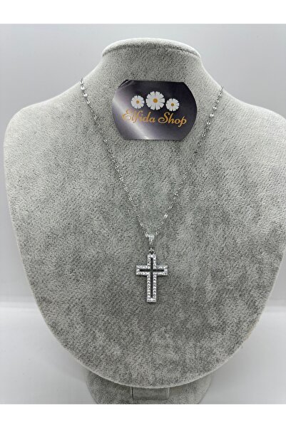 Elfida Shop Stainles Steel Zirkon Taşlı Çelik Haç