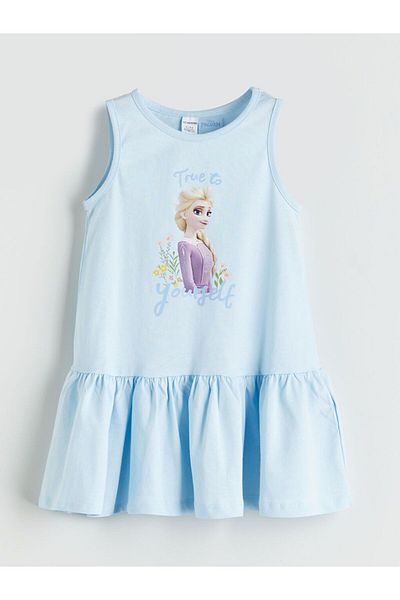 LC Waikiki LCW Kids Elsa Imprimat Rochie din Bumbac Pieptănat pentru Fete