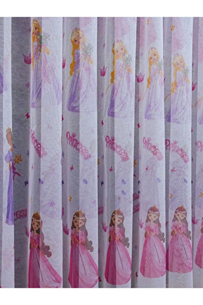 YS PERDE TASARIM Brillant Bamboo Princess Baby-Child Room Princess Color Model Modern Tulle Curtain 1/3 Frequently Pleated