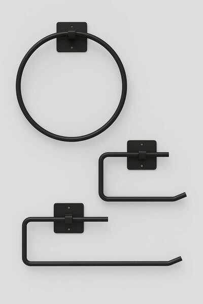 EHA HOME Siyah Yapışkanlı Yuvarlak Havluluk Rulo Havluluk Wc tuvalet kağıtlık...