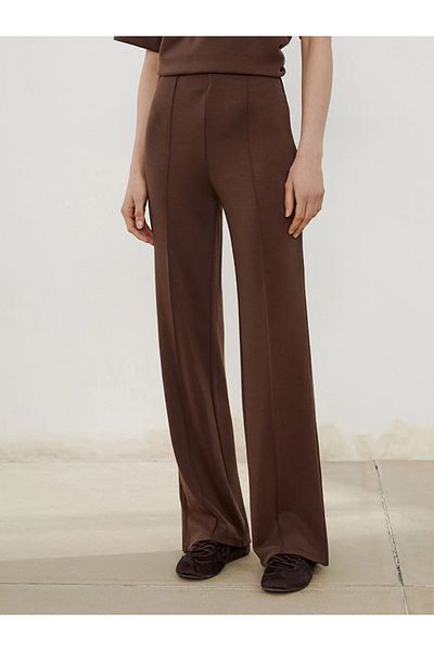 LC Waikiki Pantaloni plisați pentru femei LCW Vision Brown Slim Fit Modal Blended