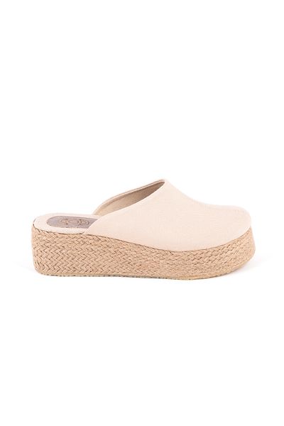 Star Tombis Real Handmade Platform Closed Toe Handmade Straw Linen 5cm Heel Sabo Slippers Handmade
