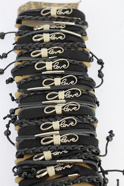 Avantaj Kapıda ®   Black Color Leather Bracelet with Metal Accessories