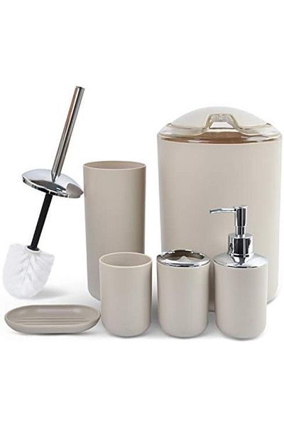 Nobrand Serbor Bathroom Accessory Set, 6 Pieces (Beige)