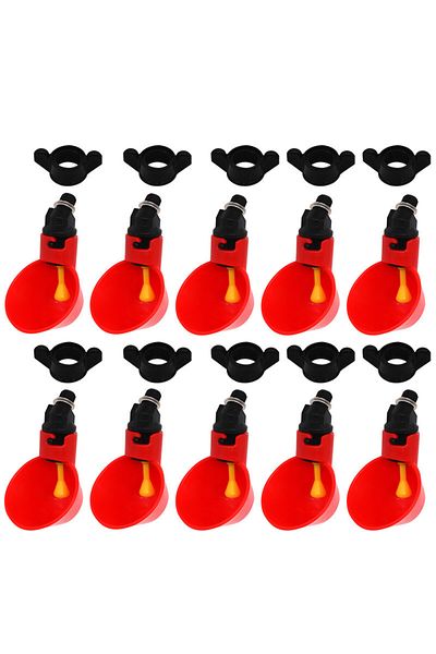 BOEM Set of 10 Bird Waterers, Plastic, 7.6 x 5 x 4.5cm, Red