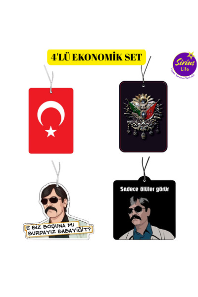 siriuslife 4'Lü Türk Bayrağı, Osmanlı Tuğralı, Kurtlar Vadisi Pala Tasarımlı ...
