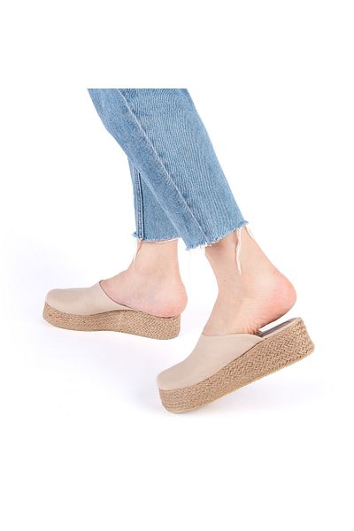 Star Tombis Real Handmade Platform Closed Toe Handmade Straw Linen 5cm Heel Sabo Slippers Handmade