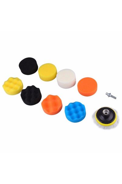 BOEM Professional car polish - 10 piece kit + drill adapter - Polish set Sponges with different grades