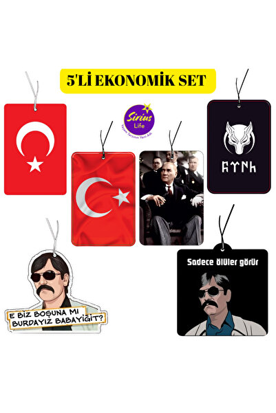 siriuslife 5'Li Türk Bayrağı, Atatürk, Türk Yazısı, Kurtlar Vadisi Pala Tasar...