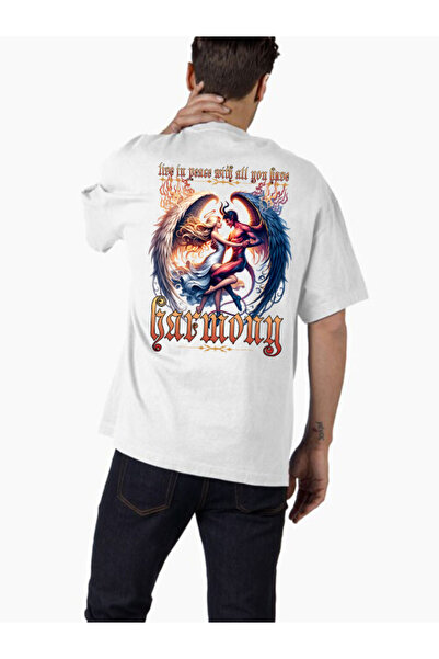 COMVİCHO تي شيرت كبير الحجم مطبوع بتصميم streetwear125 للجنسين