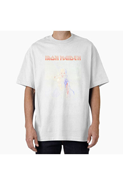 COMVİCHO تي شيرت كبير الحجم مطبوع بتصميم Maiden2 للجنسين