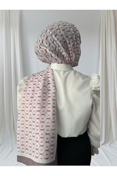 ESSLERA Gray Soft Shawl with Floral Pattern