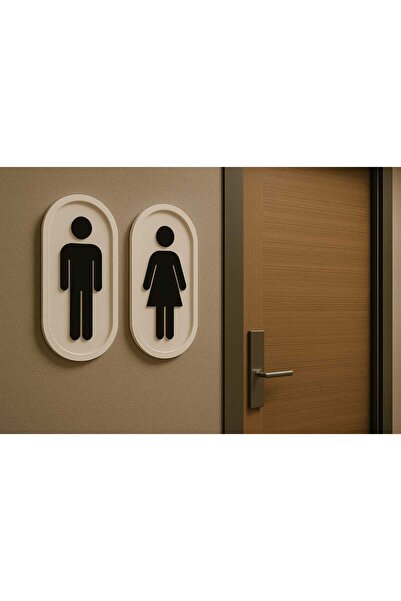 WC BAY- 2 piece SET SIGN NATURAL STONE & PLEXIGLASS 9X17CM