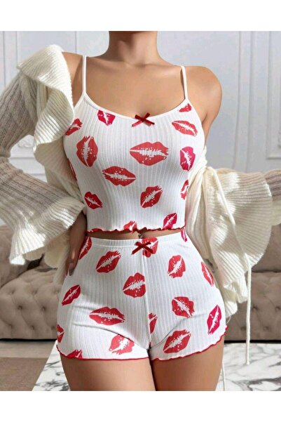 Marsilyan Ieg Kiss Öpücük White Shorts Set Ilkel-Mdgym457