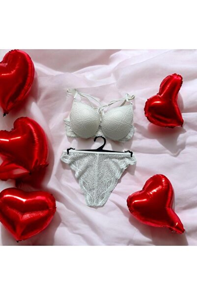 FAYK WEARHOUSE Kadın Destekli Push UP Danteli Sütyen Kilot Bralet Takımı