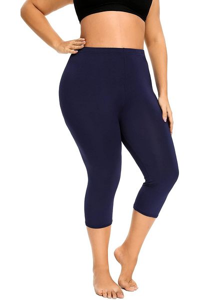 Sea Queen Plus Size Below Knee Navy Blue Lycra Recovery Fast Drying Fabric Sea Pool Swimmer Below Knee