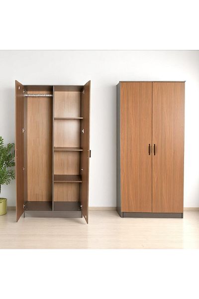Generic Elite Wardrobe Cabinet with Storage White/Wood 80x54x200CM